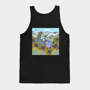 Honey Bees and Lavender Fields Linoprint Tank Top